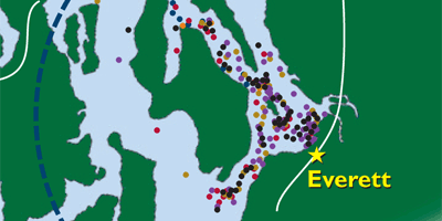 2008 Vessel Dot Map from Everett Marina